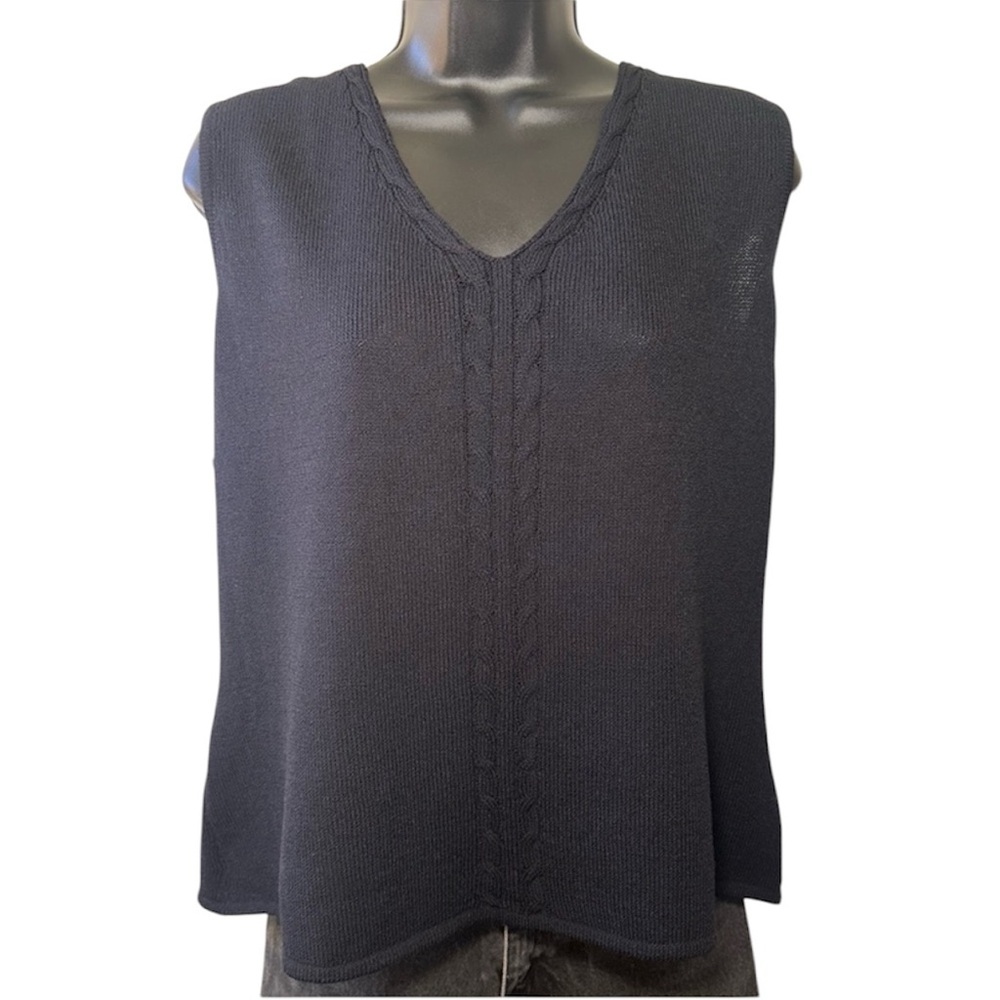 St. John Classic Knit Tank with Cable Detailing